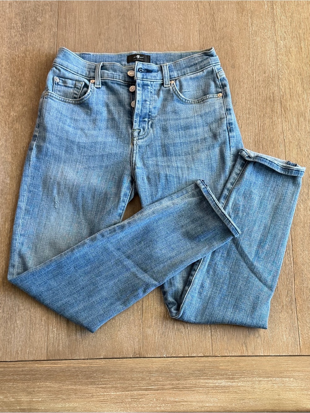 7 For All Mankind Josefina Button Fly Jeans Size 25 Medium Wash, EUC. $228 MSRP